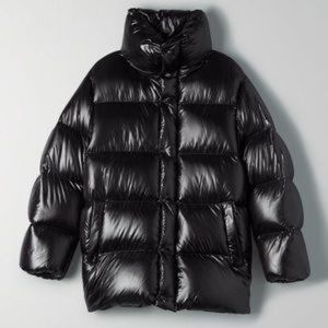 Mega Puff Aritzia TNA Large High Gloss Black Shiny Oversized